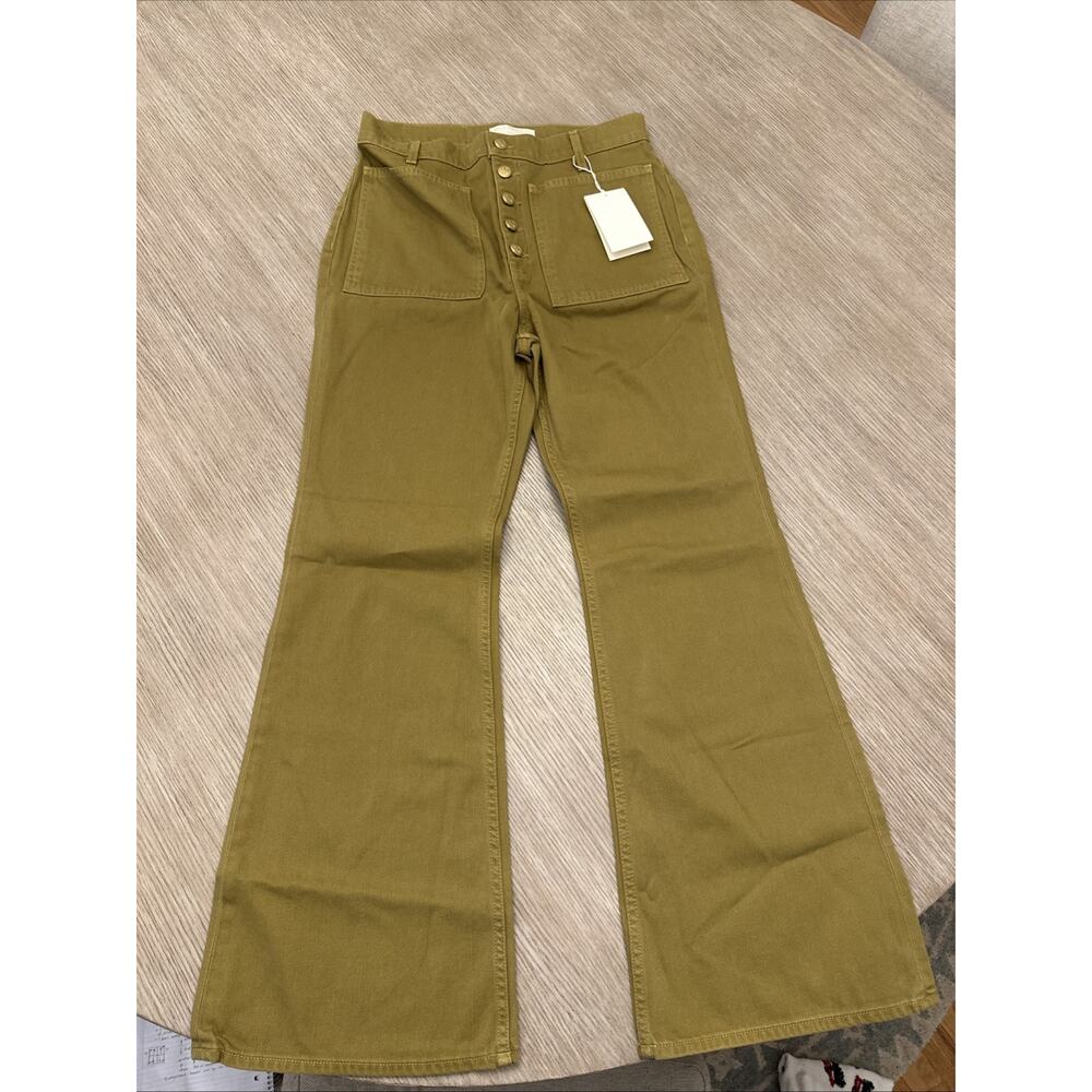 Ulla Johnson Jeans, The Lou High-Rise Flared Jeans, Women, Size 30, Olive